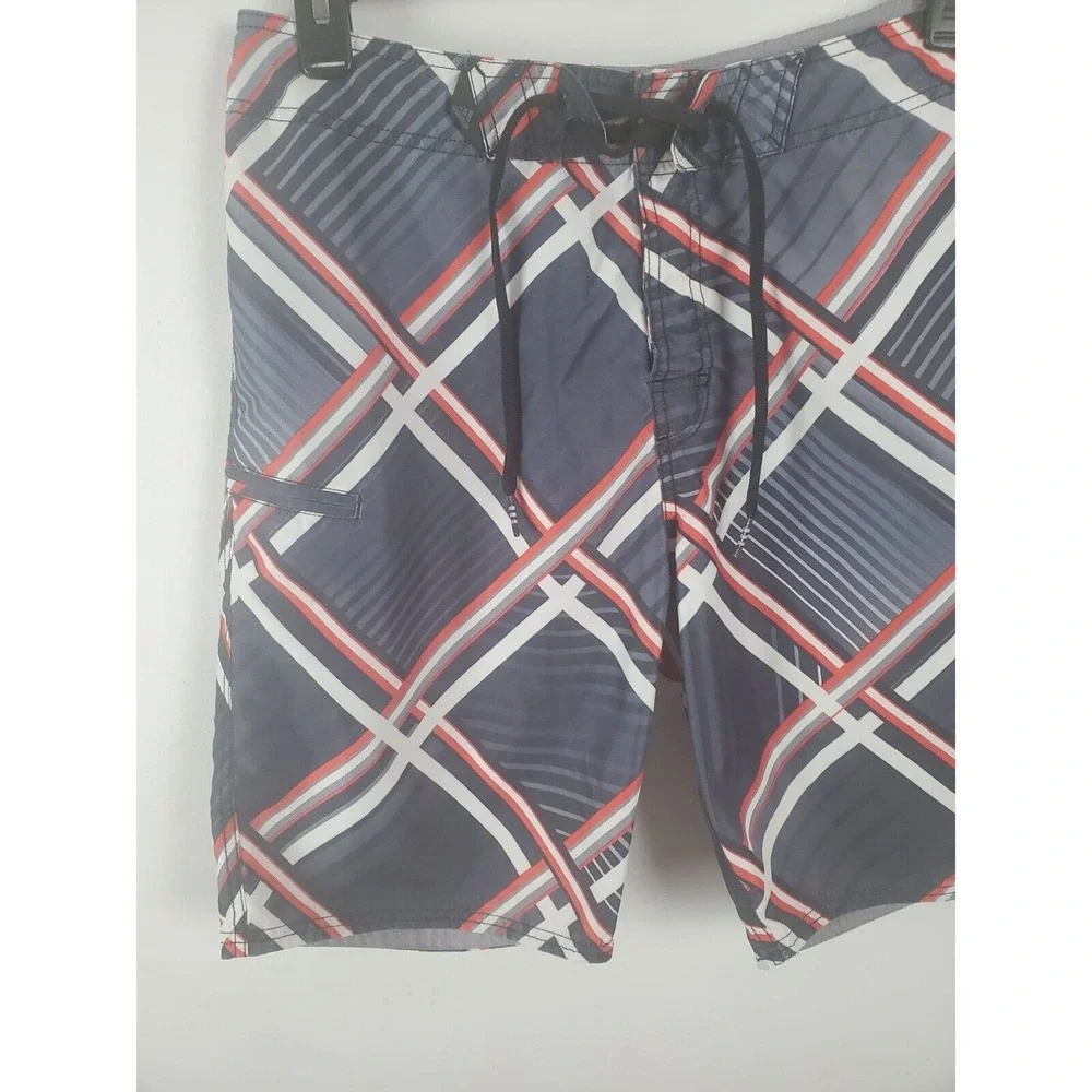 Adidas‎ Board Shorts Mens 34 Grey Red White Swim Summer Casual Bottoms